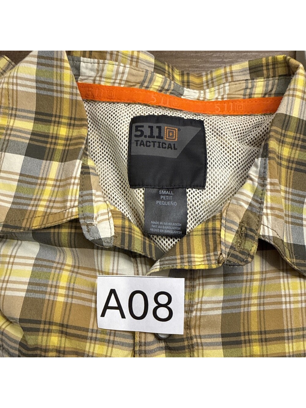 5.11 Tactical Short Sleeve Snap Shirt Yellow Size Small - Picture 8 of 8
